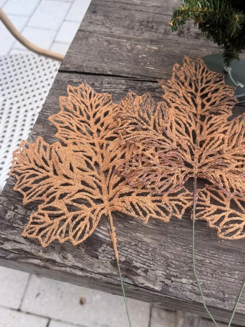 Set of 5 Large Autumn Harvest Maple Leaf Leaves Floral Picks Christmas Tree Fall